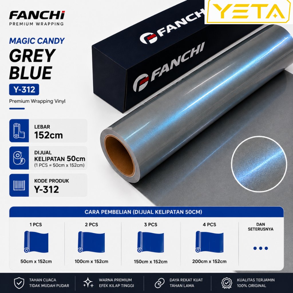 FANCHI Magic Candy Grey Blue Y-312 Premium Wrapping Vinyl Abu Biru Lembayung Motor Mobil