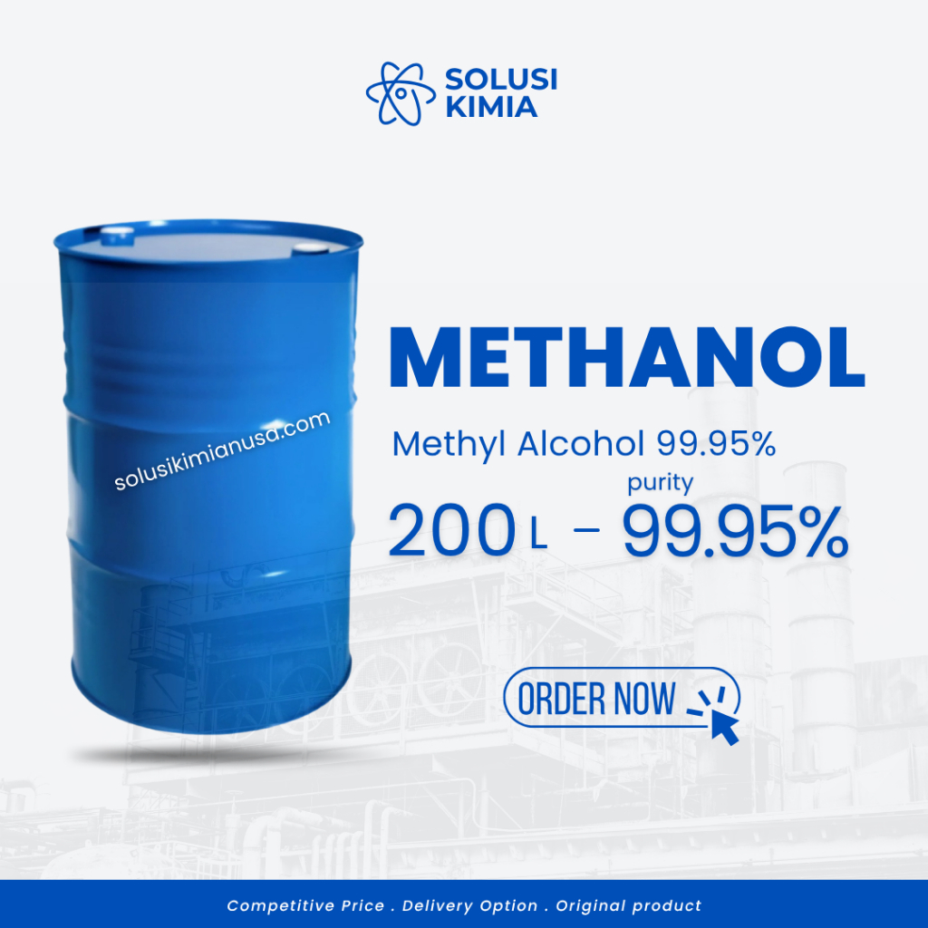 Methanol Murni 99.5% Drum 200L Industrial Grade Solvent Kualitas Stabil & Siap Pakai