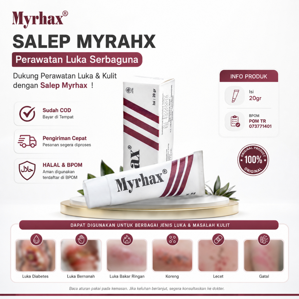 Myrhax Salep 20gr Original Obat Luka Diabetes Luka Bernanah Luka Bakar Ringan Koreng Lecet Gatal dan