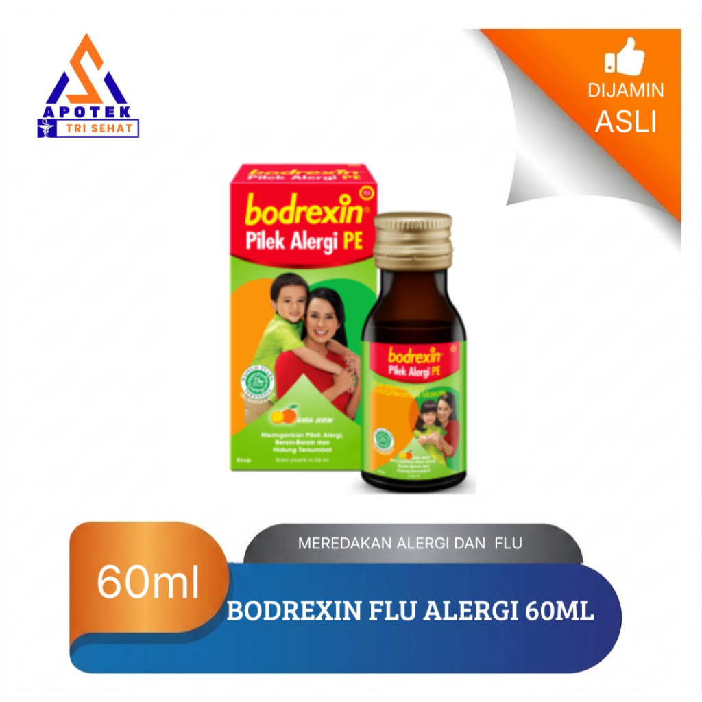 BODREXIN PILEK ALERGI PE MEREDAKAN BERSIN BERSIN DISERTAI PILEK ALERGI 56 ML