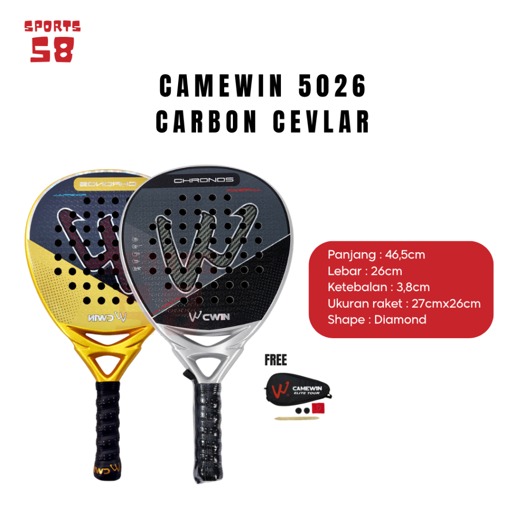 Camewin Chronos 5026 KEVLAR Raket Padel / Racket Original