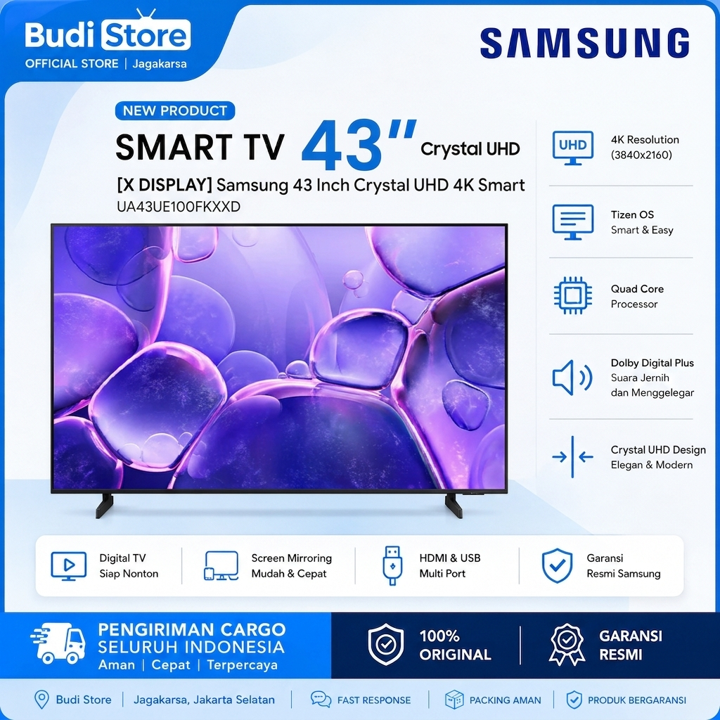 [EX DISPLAY] Samsung 43 Inch Crystal UHD 4K Smart TV 43UE100 Digital TV Tizen OS UA43UE100FKXXD