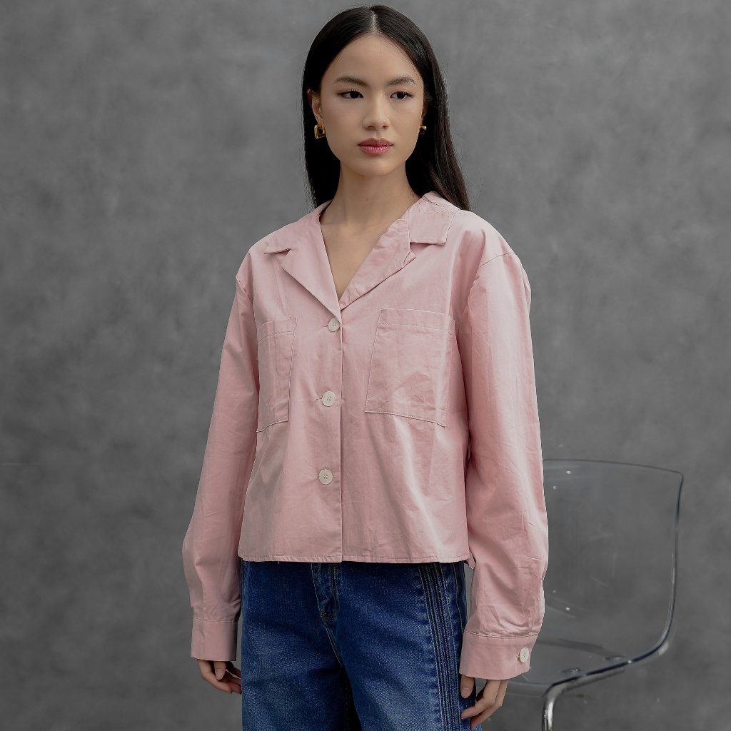 This Is April Meadow Top Kemeja Wanita Lengan Panjang Casual Formal Look Pink 10168500