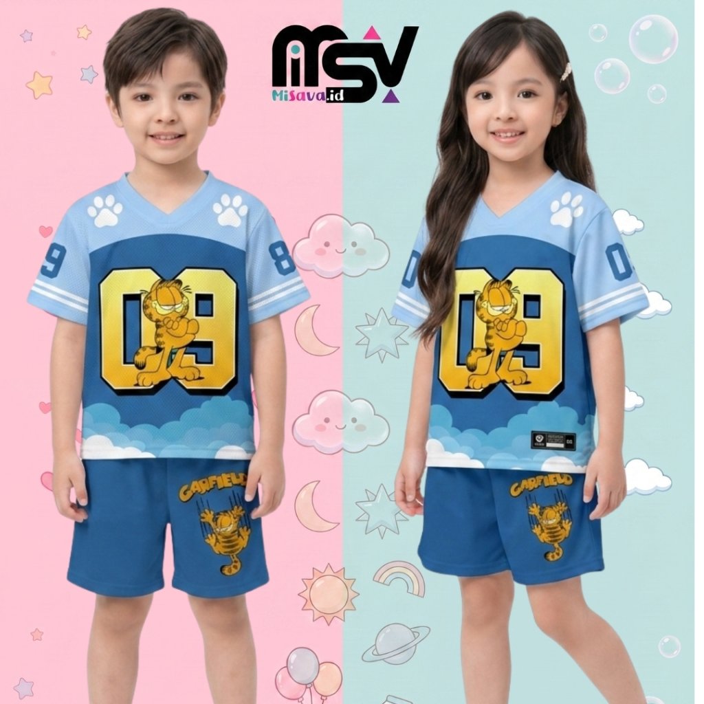 Setelan Jersey Anak KID JERSEY 35 GARFIELD Kartun Murah – Jersey Anak Karakter