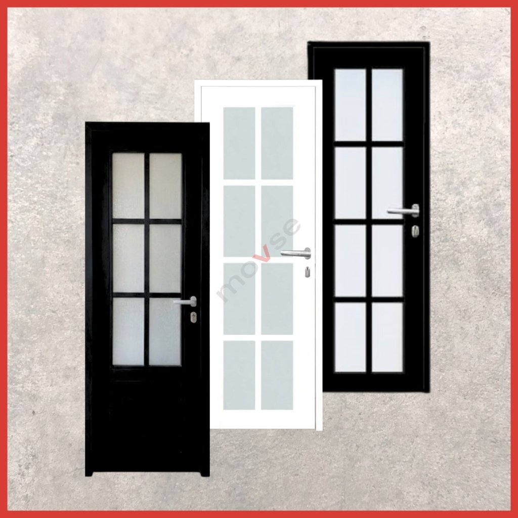Pintu Platinum E Series - Pintu UPVC 70x200 cm Hitam/Putih