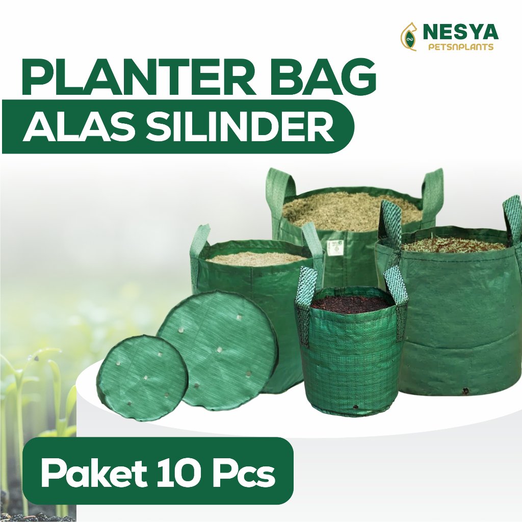 Paket 10 PCS Planter Bag Bulat Silinder Tanaman 12 22 32 50 75 100 Liter - Planter Bag Alas Bulat