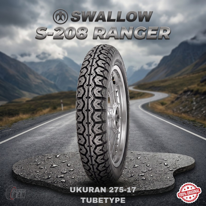 ( RING 17 ) RANGER 275 - 17 SWALLOW S-208 S208 Ban Luar Motor Classic Japstyle 2.75 R17 NON-TUBELESS