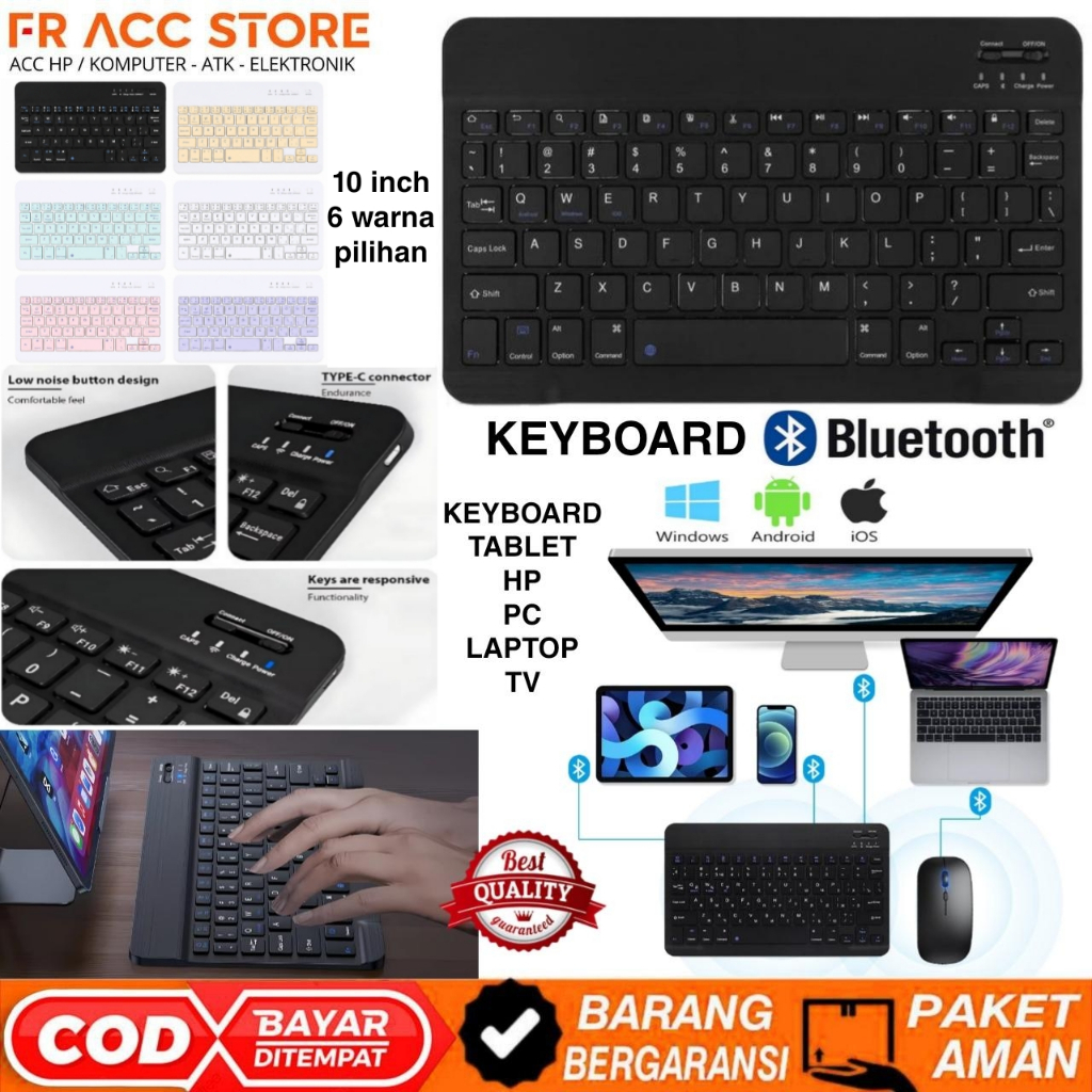 KEYBOARD BLUETOOTH ANDROID IOS PC KEYBOARD WIRELESS BLUETOOTH SLIM 10 INCH KEYBOARD TABLET / HP KEYB