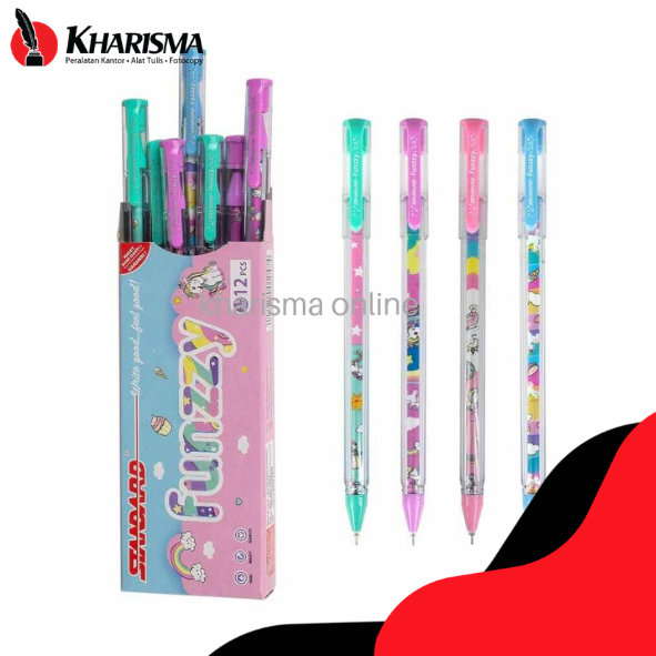 [ 1PACK ] Pulpen Standard FUNZZY 0.5 mm - Ballpoint FUNZZY Motif kartun isi 12pcs