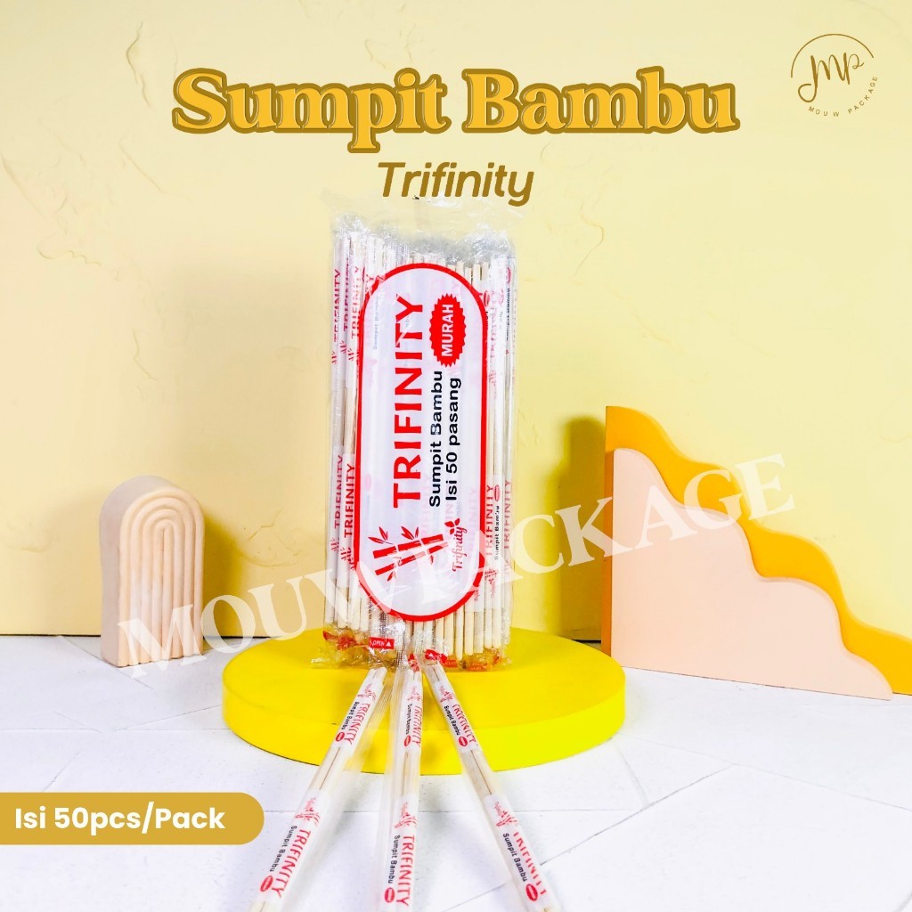SUMPIT BAMBU TRIFINITY / SUMPIT KAYU / SUMPIT ISI 50PCS FOODGRADE