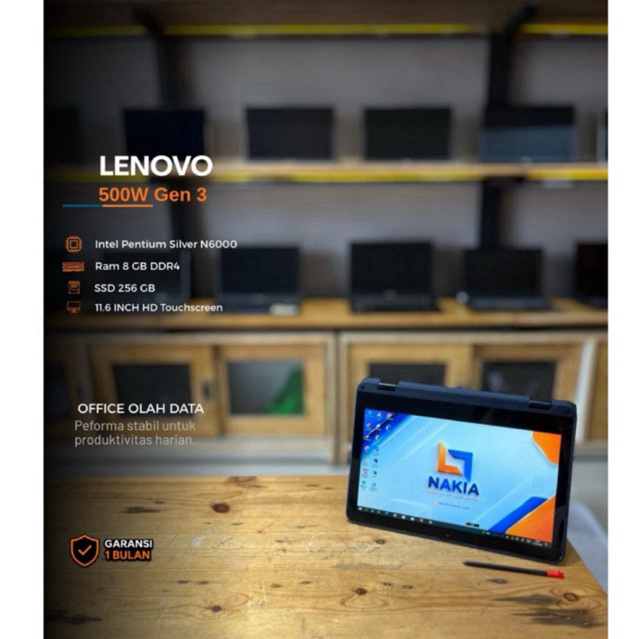 LENOVO 500W Gen 3 Intel Pentium Silver N6000 Ram 8 GB SSD 256 GB Touchscreen Flip 360°