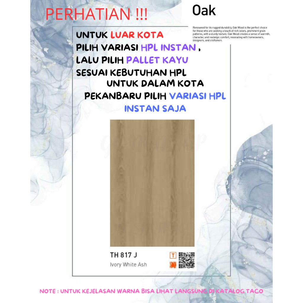 (LUAR KOTA WAJIB PALLET KAYU) HPL TACO WOODGRAIN TH 817 J (BACA DESKRIPSI SEBELUM CO)
