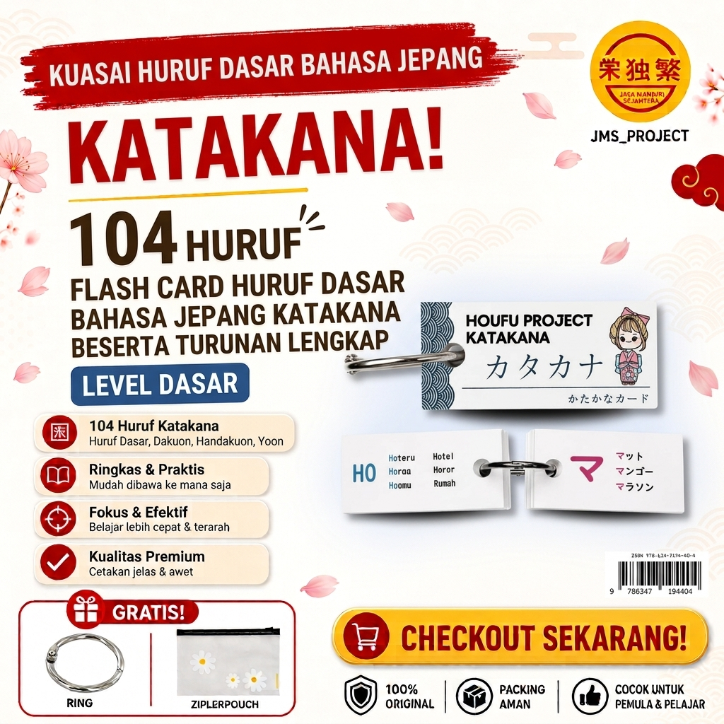 FlashCard KATAKANA (107 huruf) Belajar Bahasa Jepang