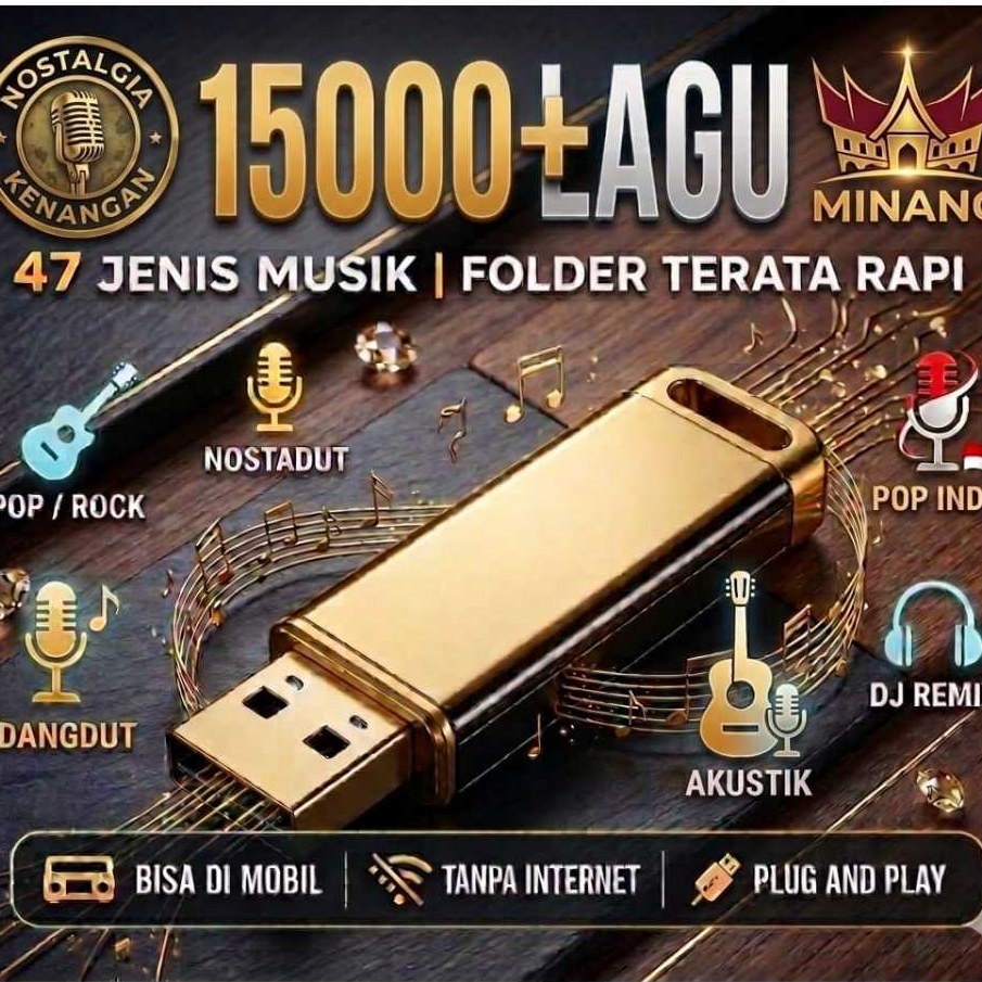 FLASHDISK 15000 LAGU 64GB 32GB V-GEN sudah isi lagu BONUS OTG