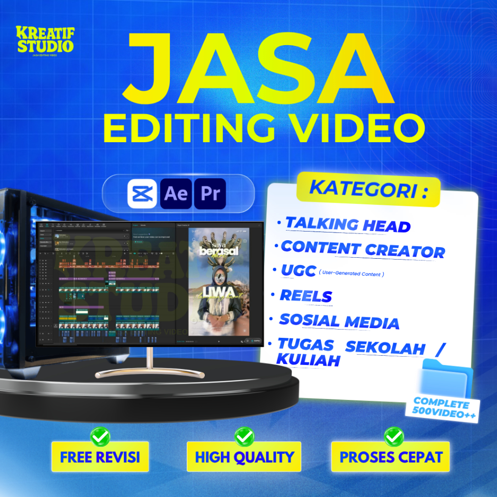 Jasa Editing Video Profesional | Jasa Edit Video Reels UGC Tugas Sekolah Kuliah
