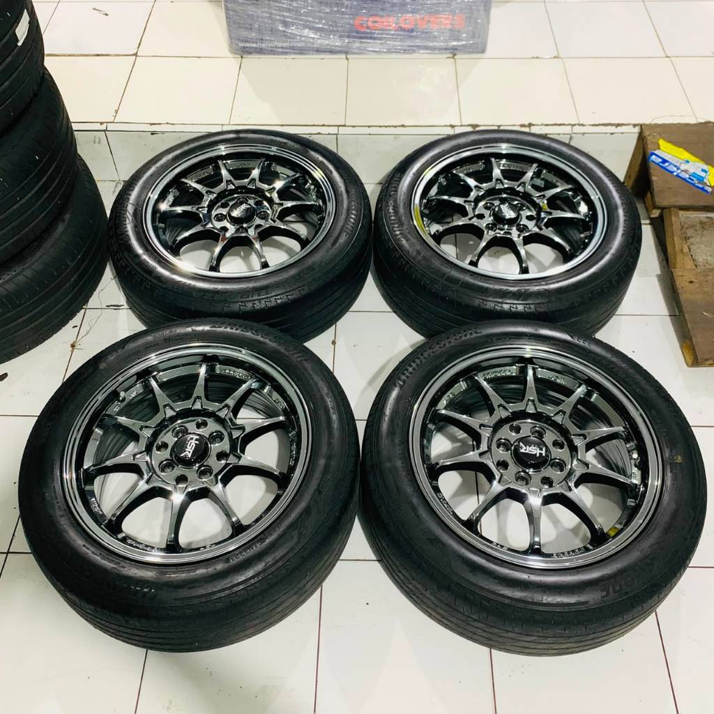 Velg Second HSR BOROKO SRD R16 lubang 4 Black Chrome + Ban r16 tebal