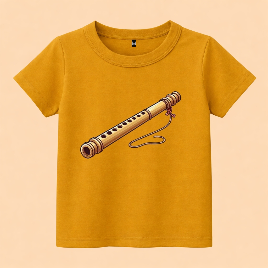 baju kaos anak gambar alat musik tradisional seruling