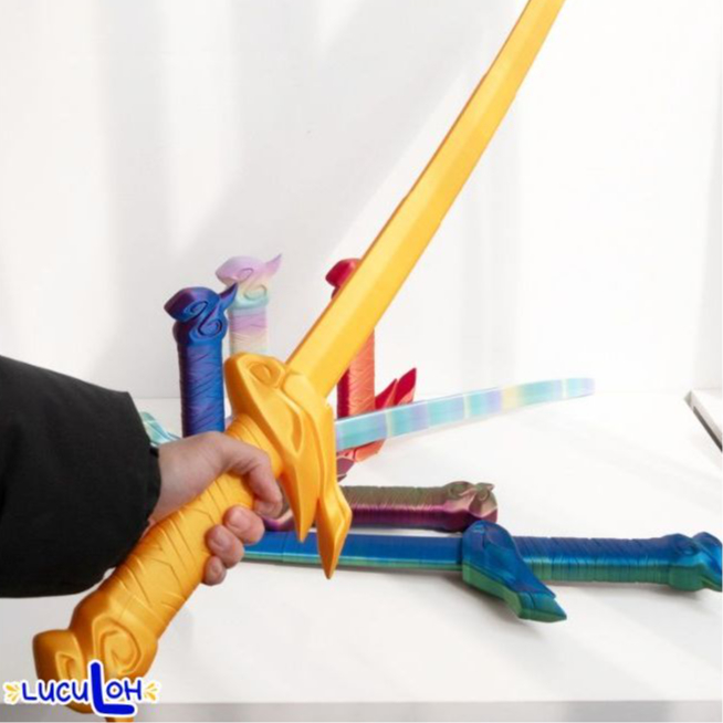 3D Print Retractable Pedang Samurai Panjang Pendek Pajangan Koleksi Mainan Lucu