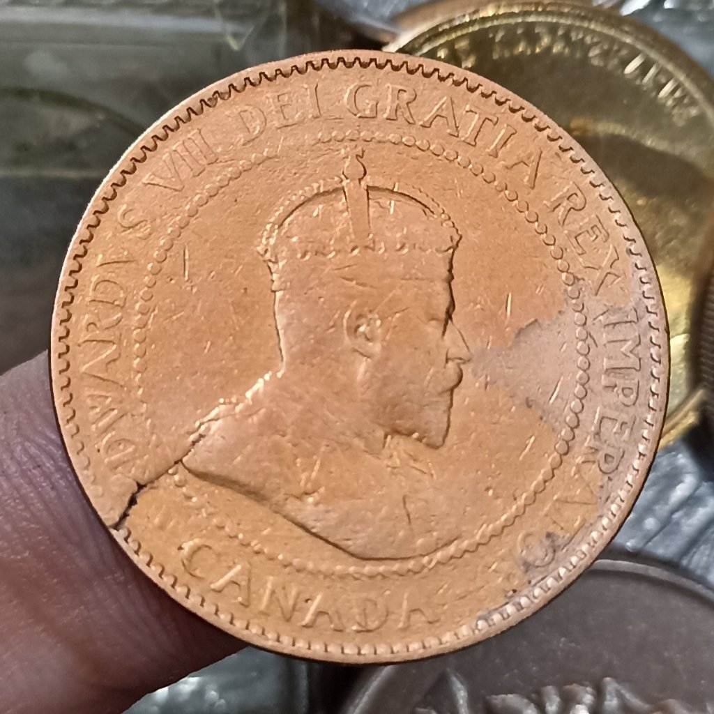 Koin Kuno Canada 1 Cent - Edward VII Tahun 1904