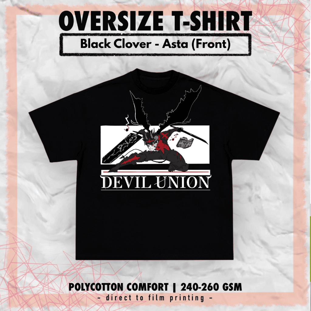 Kaos Asta Devil Union Black Clover Oversize Comfort Unisex | Tasogare Merch