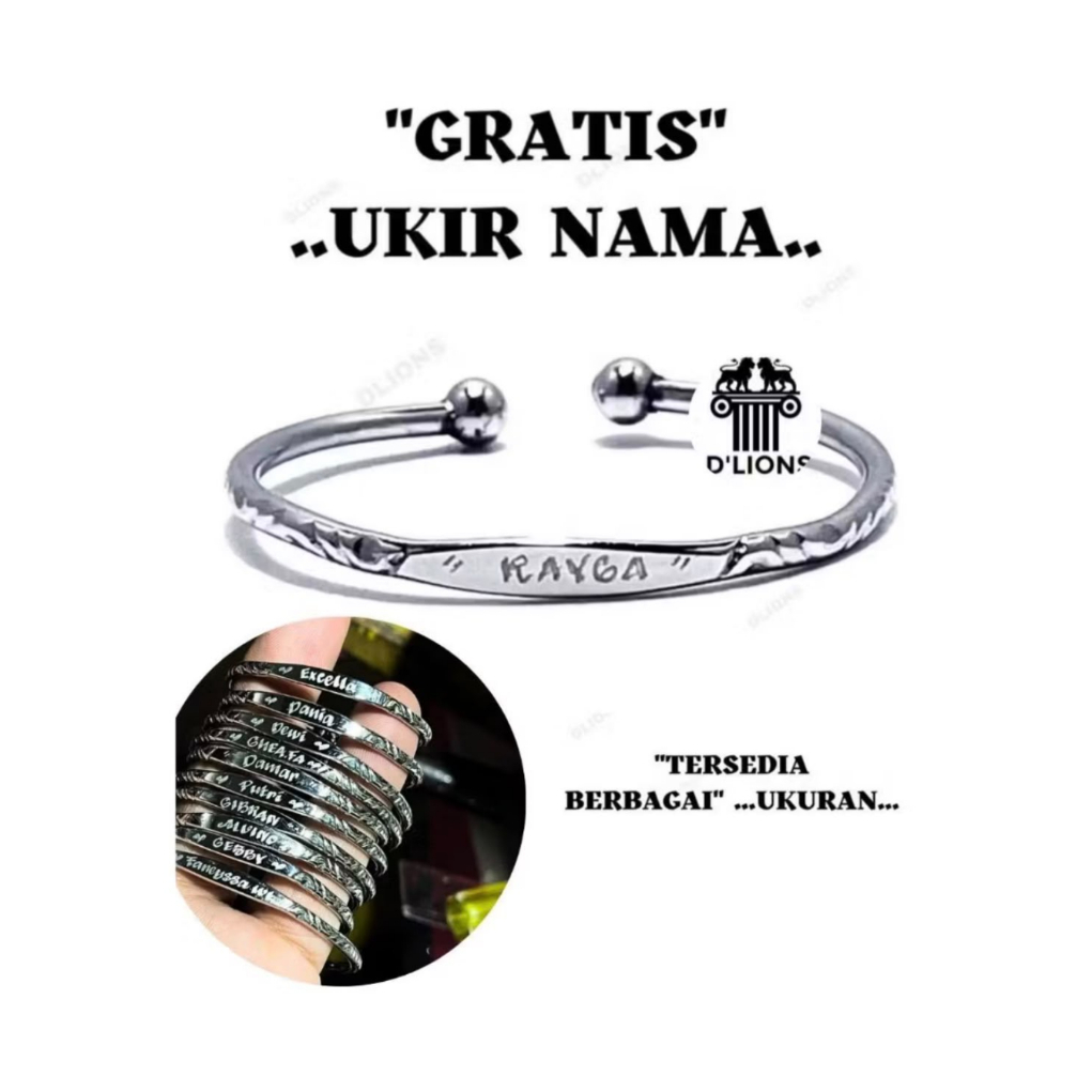 GELANG BAJA PUTIH UKIR NAMA GELANG MONEL