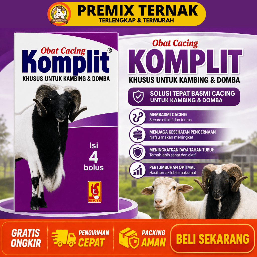 OBAT CACING KOMPLIT KAMBING 1 KOTAK (4 BOLUS) EKA FARMA - Atasi Cacing Gilik Pita Hati Kambing Domba