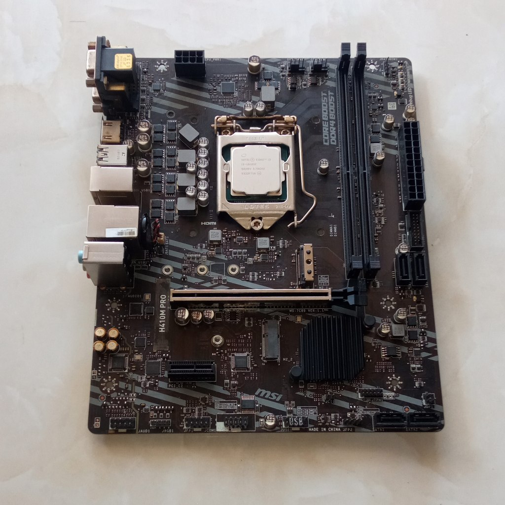 intel core i3 10100f (gen 10) dan motherboard msi h410m pro