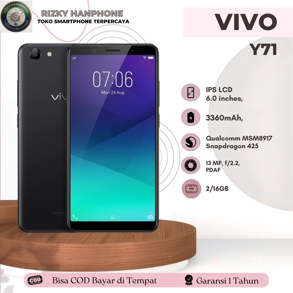 Vivo Y71 Prosesor Qualcomm MSM8917 Snapdragon 425 Ram 2/16 Hp Second Normal Bergaransi Siap Pakai