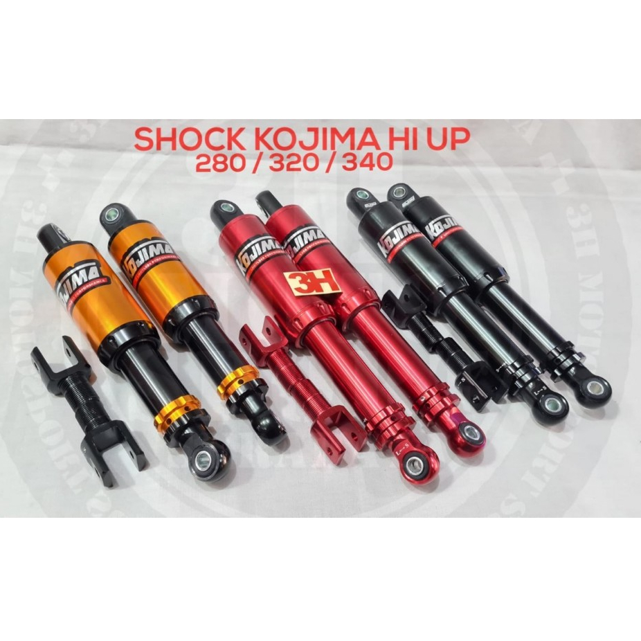 SHOCK SKOK KOJIMA HIP UP ukuran 280 / 320 / 340mm SHOCKBREAKER SUSPENSI BELAKANG HITAM GOLD MERAH