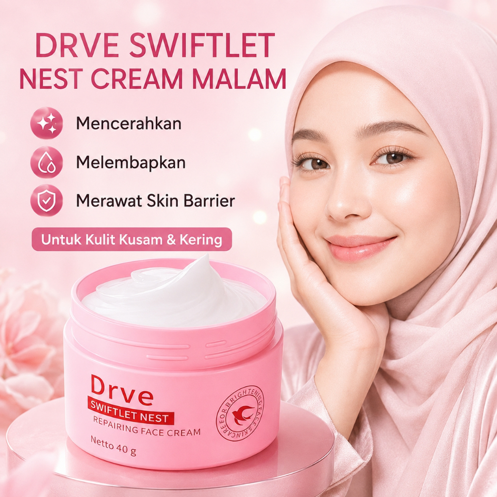 DRVE Swiftlet Nest Repairing Face Cream Malam Pelembap Wajah Moisturizer Brightening Glowing Hydrati