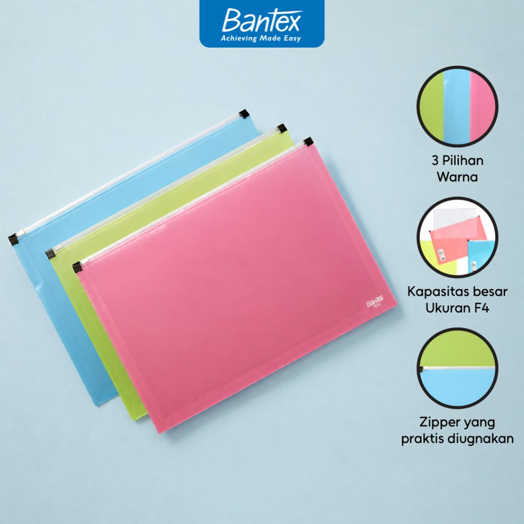 Bantex Map Plastik Resleting Zipper Document Folder Folio (Satuan)