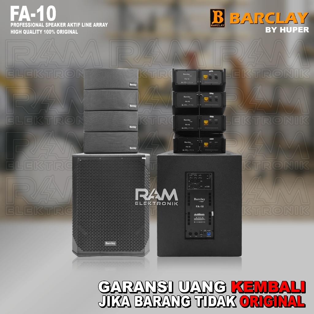 Paket Speaker Aktif Line Array BARCLAY FA 10 | FA10 + Subwoofer 18 Inch Original By HUPER