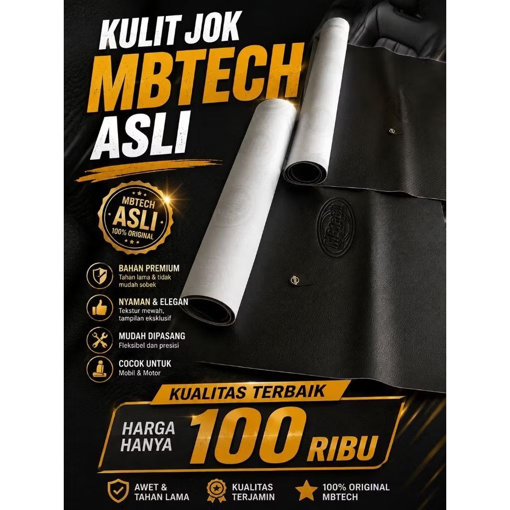 Kulit jok motor mbtech asli 100%.  lembaran free lebel mbtech