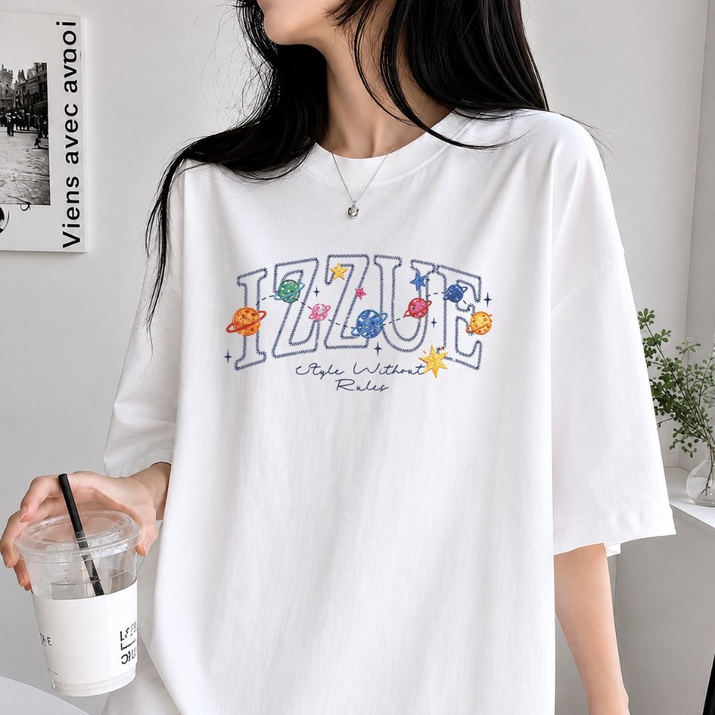 DILANKA Kaos Wanita Unisex Motif " IZZUE" Korea - Lembut, Nyaman, Katun 24S Cewe Cowo Basic Style Cr