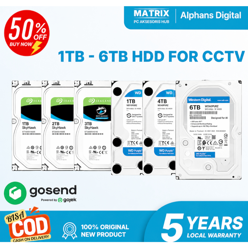 Harddisk HDD CCTV 1TB, 2TB, 4TB  Harddisk CCTV