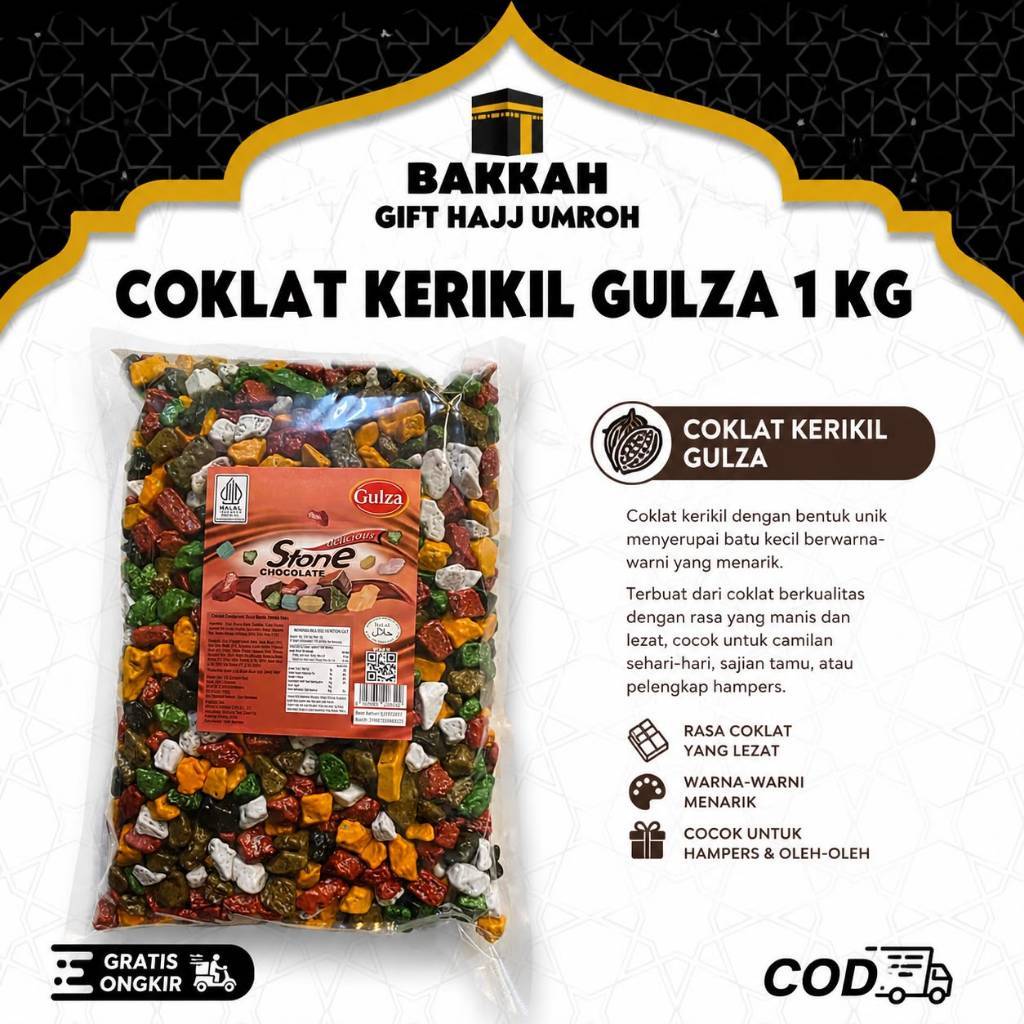 Coklat Kerikil Gulza 1 Kg Coklat Arab Batu Kerikil Premium Terbaru Camilan Arab Asli Original