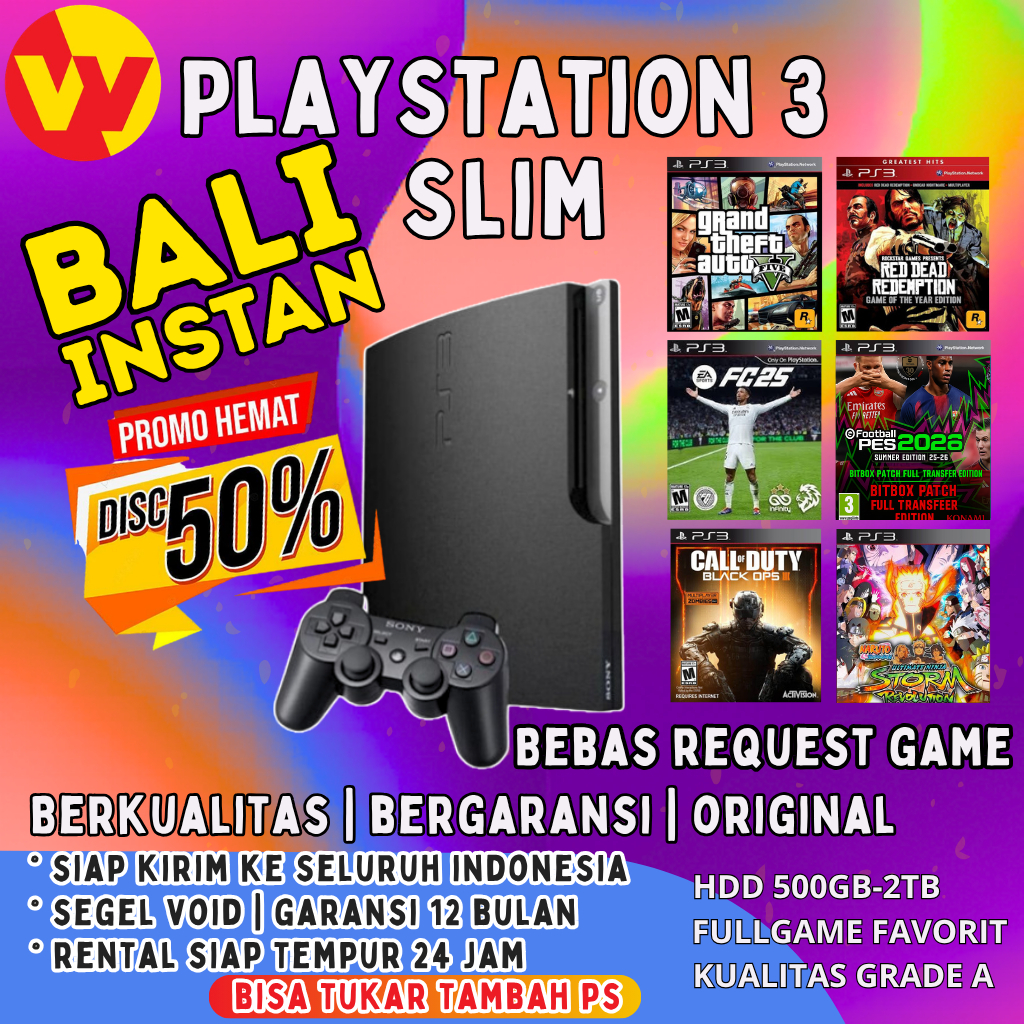 SONY PS3 SLIM Playstation 3 slim fullgame terbaru bebas request games firmware terbaru