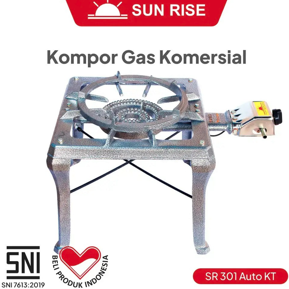 Sunrise Kompor Cor 1 Tungku SR-301 Auto KT (Kaki Tinggi) Kompor Gas Low Pressure SR 301 A KT