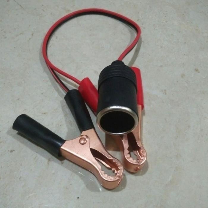 Socket soket Lighter + Kabel Tebal, Soket Female Lighter + Japit Aki Medium