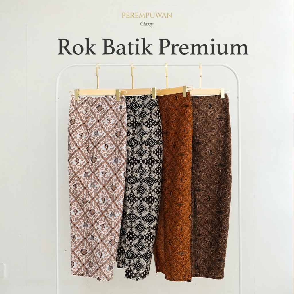 PEREMPUWAN Rok Batik Modern Span Belahan Bawahan Kebaya Hitam dalam Furing Wisuda Kondangan Premium
