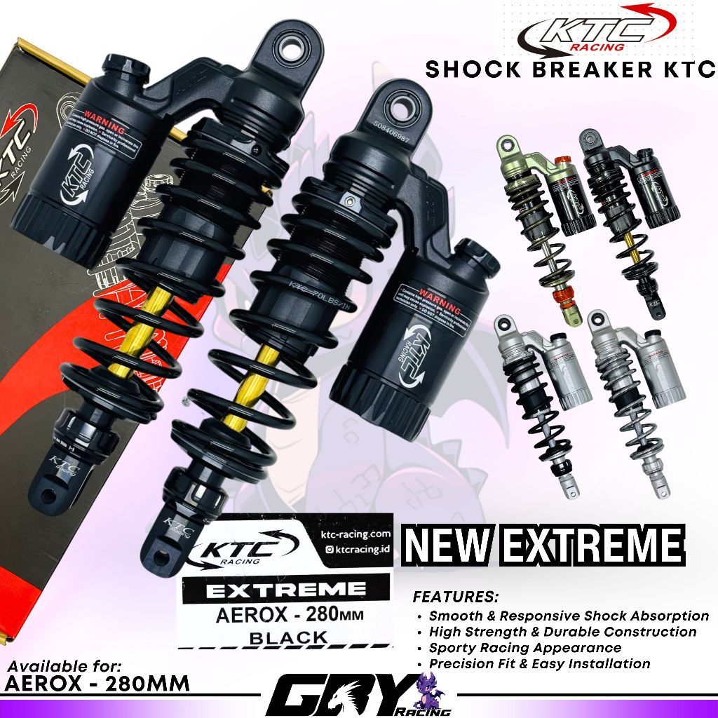 KTC New Extreme Shockbreaker 280mm - Shock Breaker Aerox Nouvo Tabung Atas 280 mm