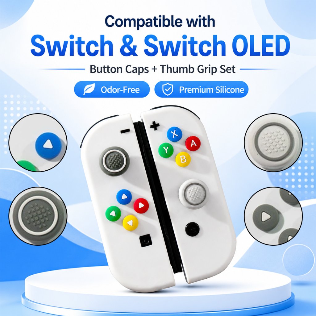[Ready] Nintendo Switch / OLED Joycon D-Pad ABXY Button Cover Thumb Grip Cap
