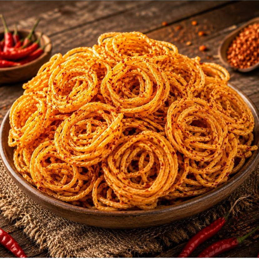 Mie Kuning Bulat Kering Renyah Gurih Pedas – Camilan Mie Jadul