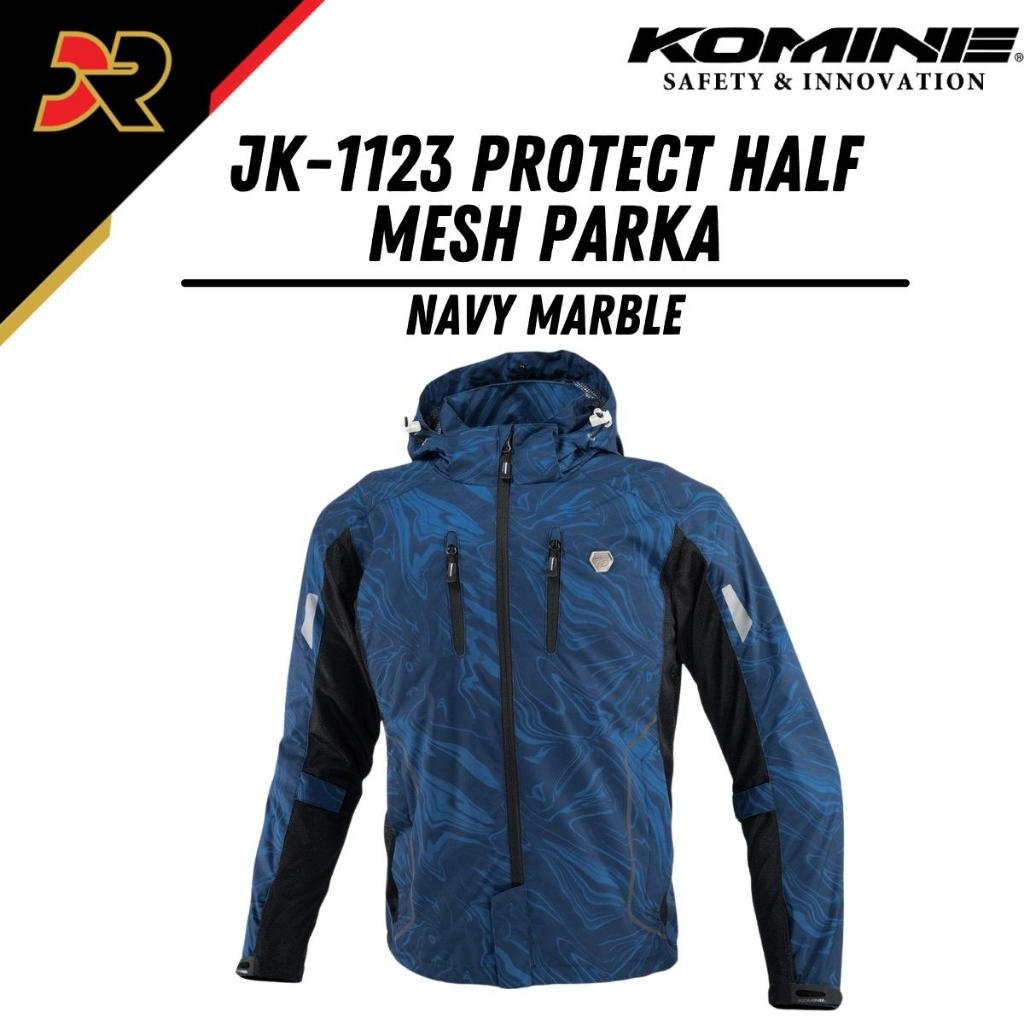 Jaket Komine JK-1123 Protect Half Mesh Parka Navy/Marble Jacket Touring Komine