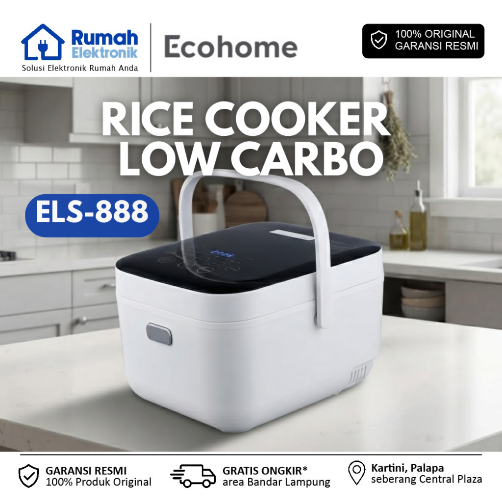 ECOHOME Rice Cooker Low Carbo ELS-888 Multi Cooker stainless steel 304 FOODGRADE