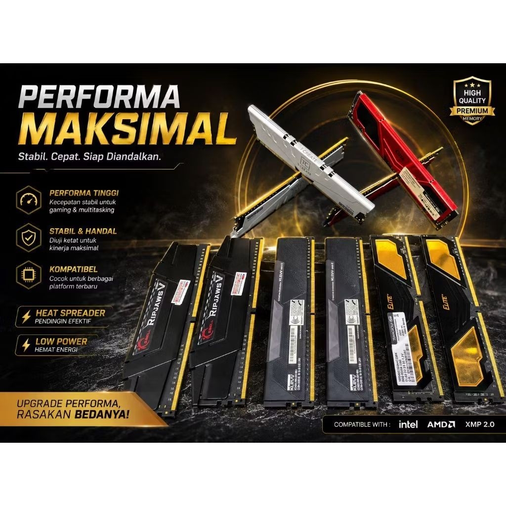RAM T-CREATE / TEAM ELITE / KLEVV / G.SKIL / CORSAIR | 16GB (8X2) DDR4 PC 3200
