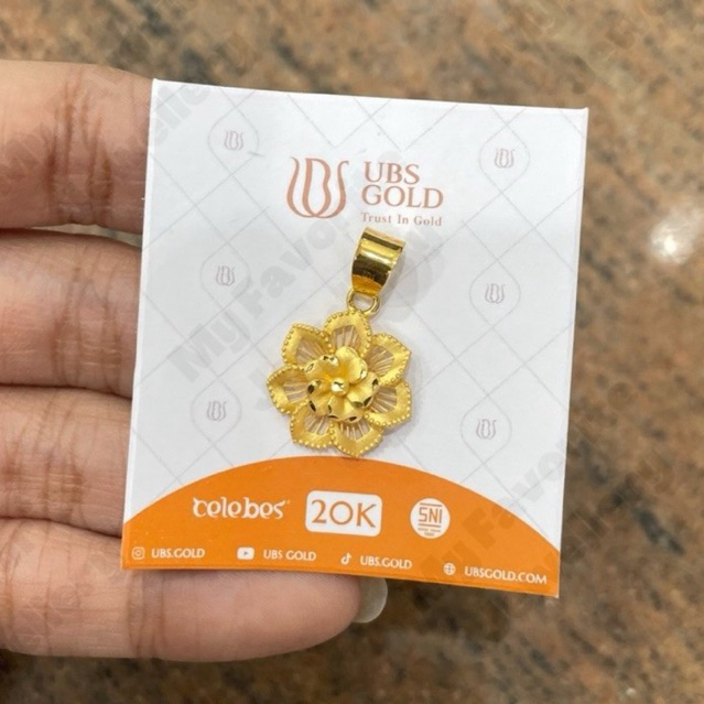 Liontin Bunga Putar Doff Cantik Mewah UBS (Emas Asli Kadar 875 20k)