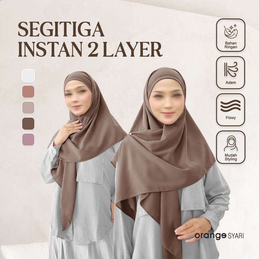 Orangesyari - Hijab Segitiga Instan Jumbo Syari Hana 2 Layer Cerruty Baby Doll Premium