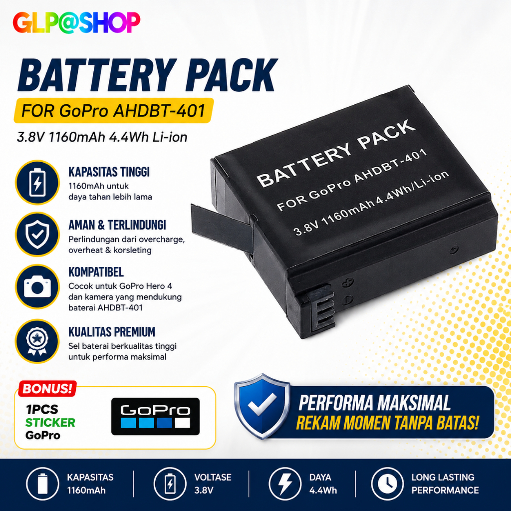 Battery Replacement & Dual Charger Gopro Hero 4 Silver - Baterai Gopro Hero 4 Black