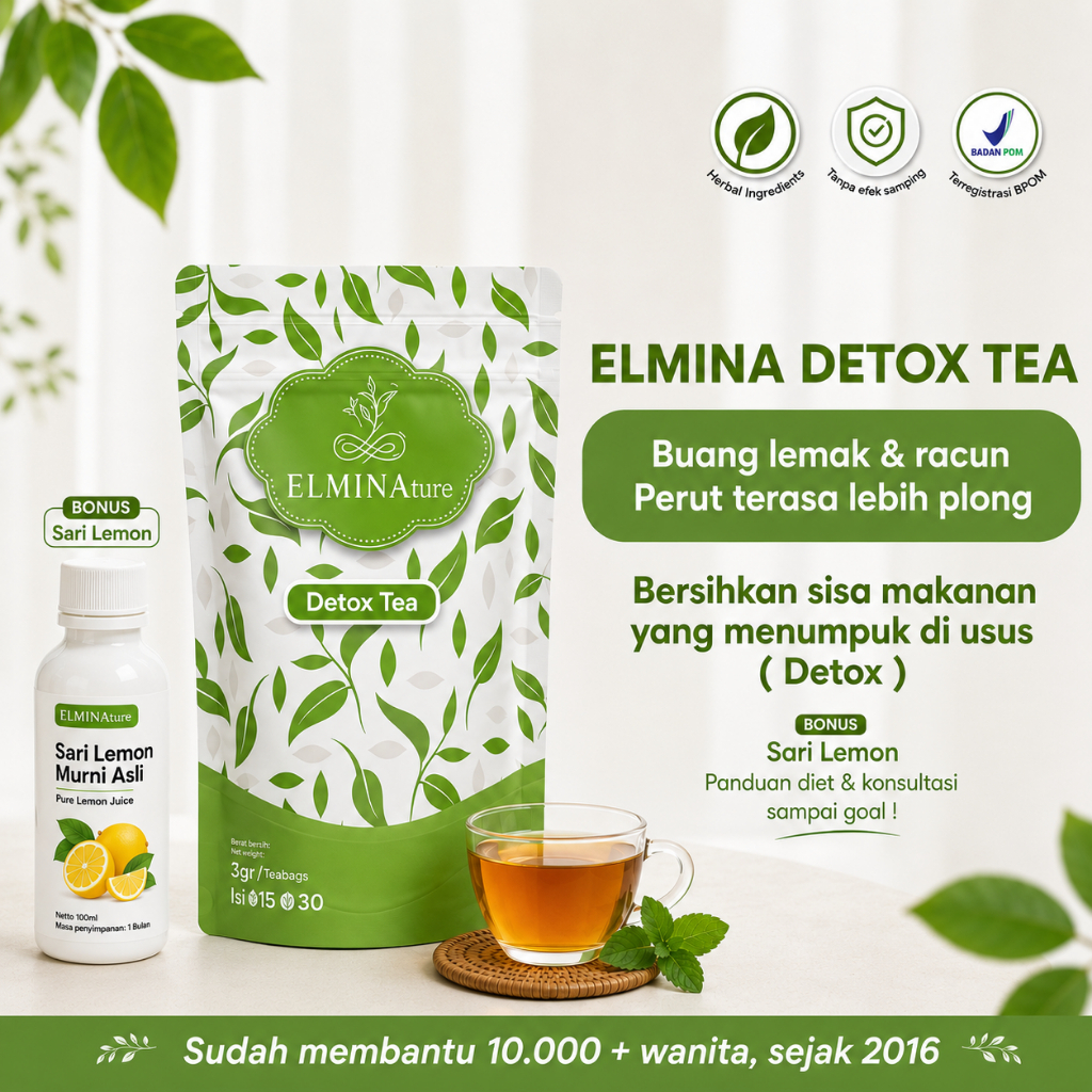 Elmina Detox Tea | Teh Pelangsing | After Dinner Tea | Bantu Lancarkan Pencernaan